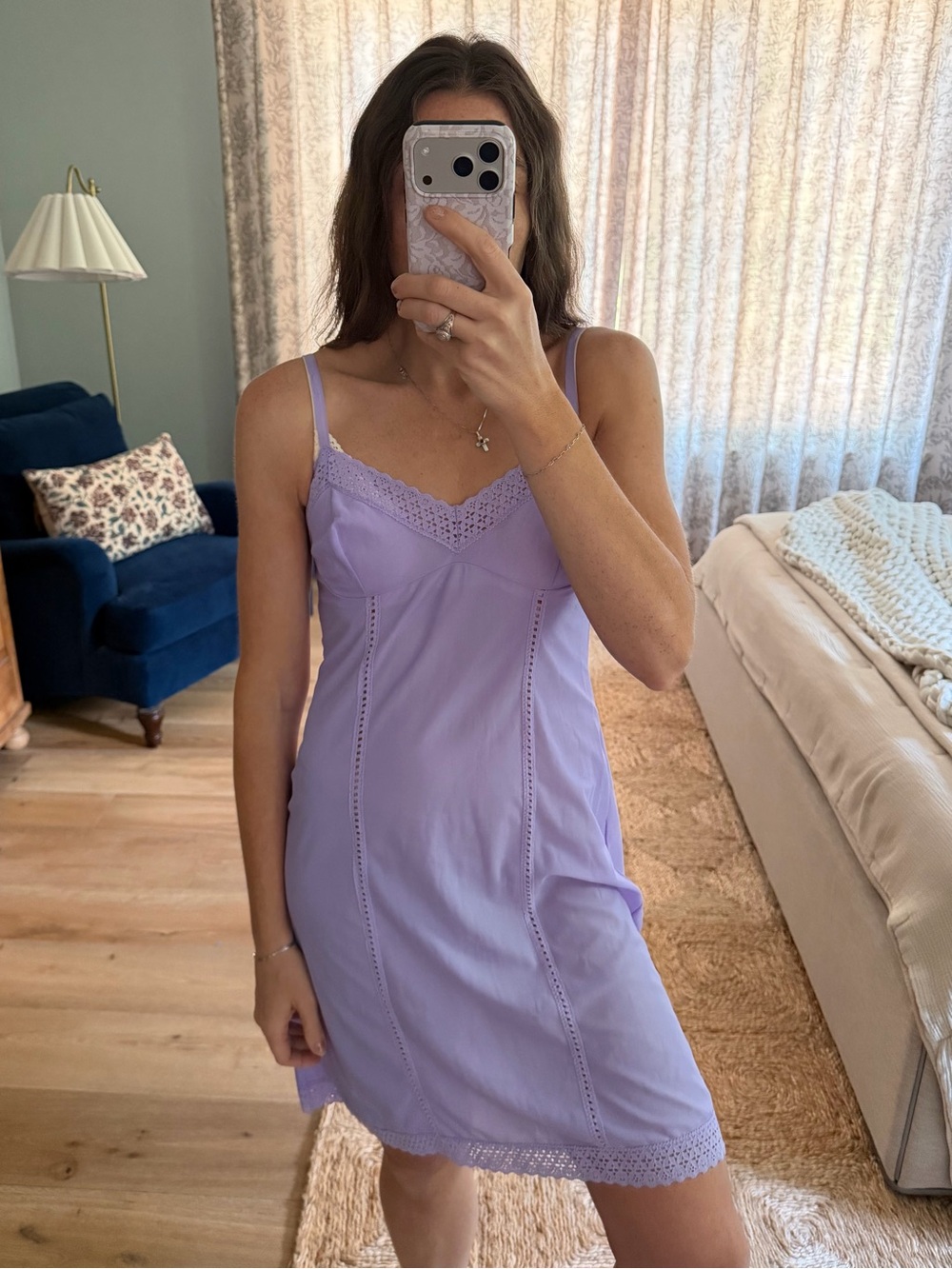 Vintage Lace Trim Slip Dress
